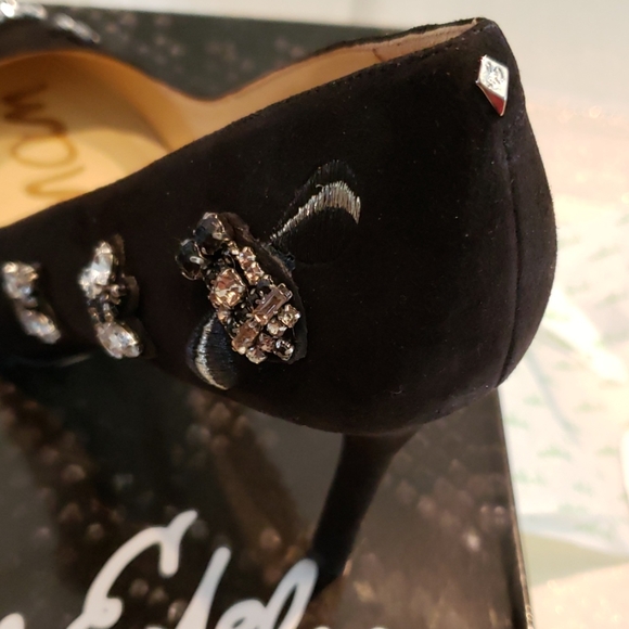 Sam Edelman NEW Stiletto Heel Dress Pump Jewel Embellished Gem Suede Leather🎉HP - Picture 9 of 11